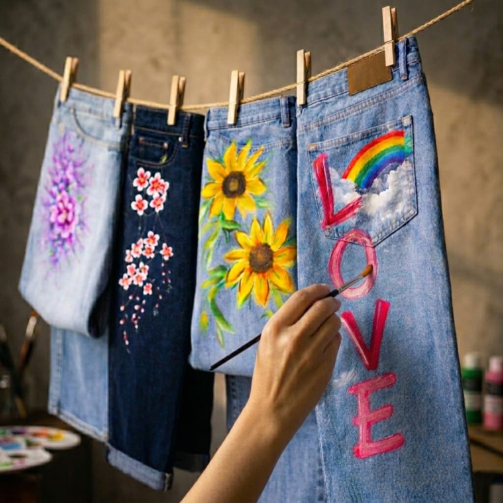 Custom painted jeans